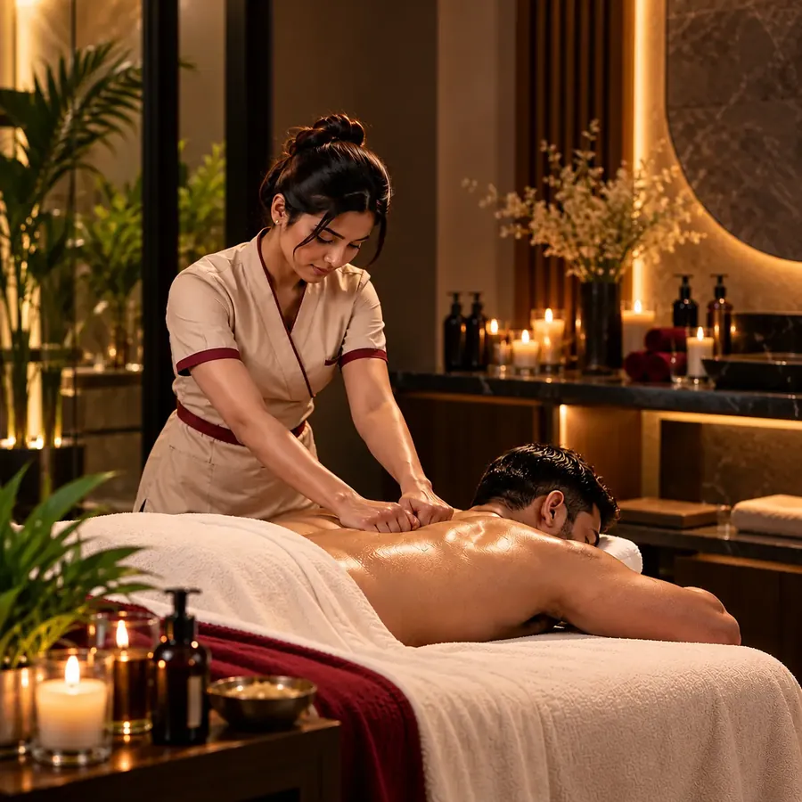 Ayurvedic Abhyanga massage at Aurum Astra spa in Hennur