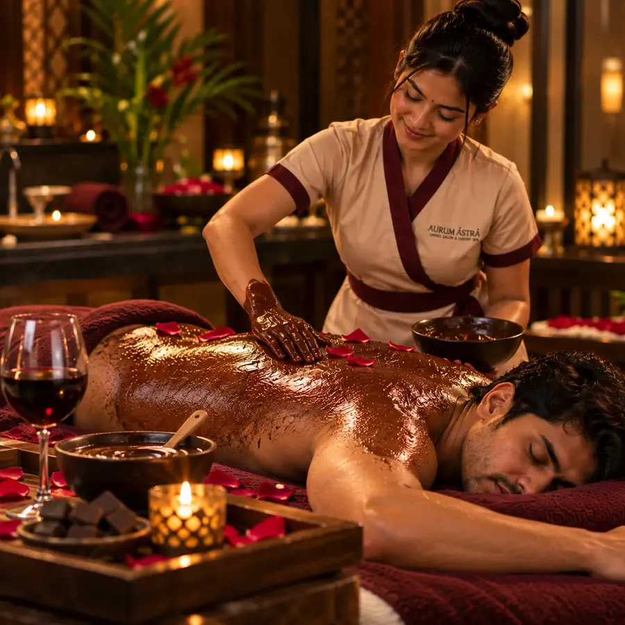 Chocolate & Wine Therapy body wrap at Aurum Astra spa in Hennur