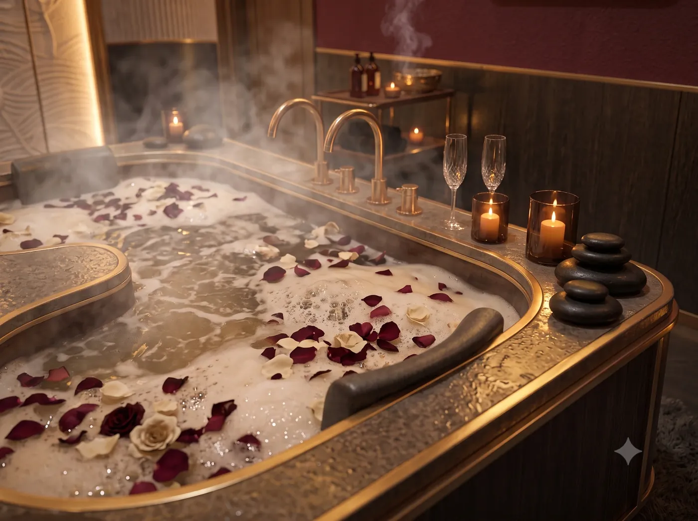 Private jacuzzi and hydro jet bath at Aurum Astra spa, Bengaluru