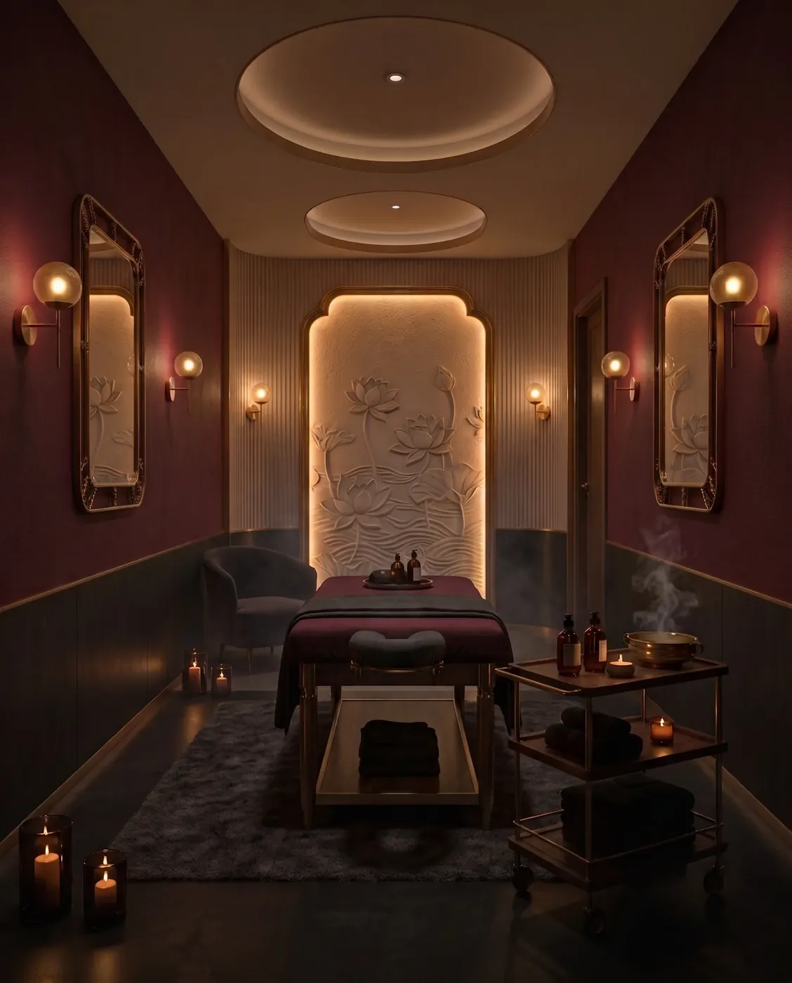 Private spa therapy room with massage bed at Aurum Astra Hennur